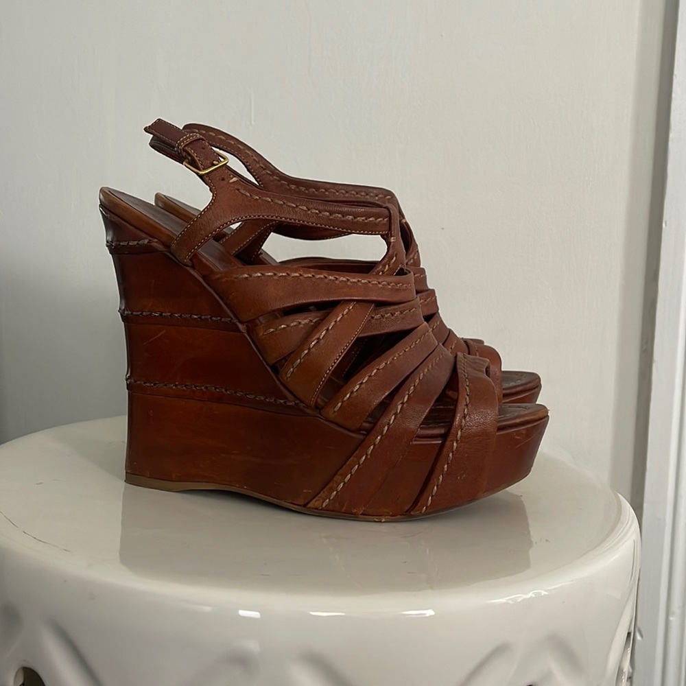 MIU MIU leather platform sandals